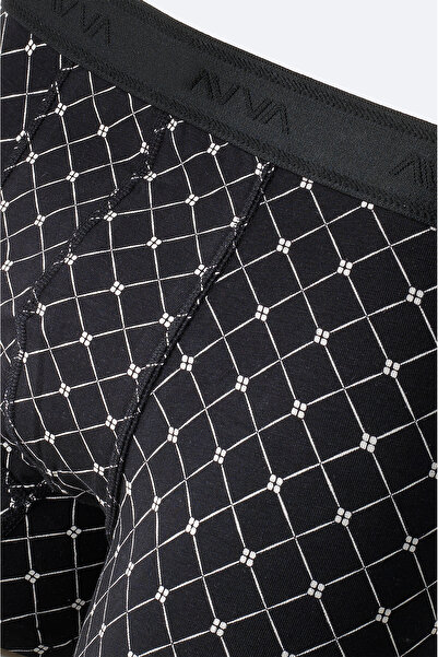 Avva Ανδρικό μπόξερ με μαύρο σχέδιο από βαμβακερό μονόχρωμο ύφασμα A51Y9506