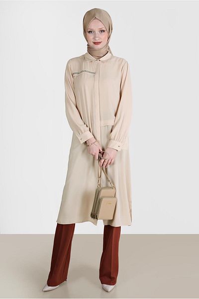 Alvina STONE DETAIL HIDDEN BUTTON TUNIC 42544