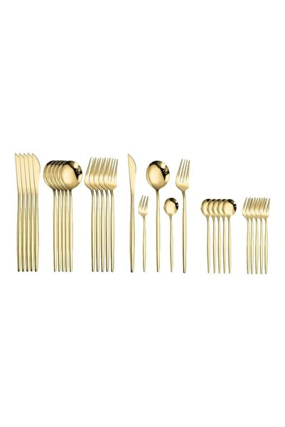 Generic XiuWoo 30-Piece Stainless Steel Cutlery Set Gold