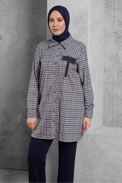 Alvina Tunica cu guler de camasa cu model - 45250