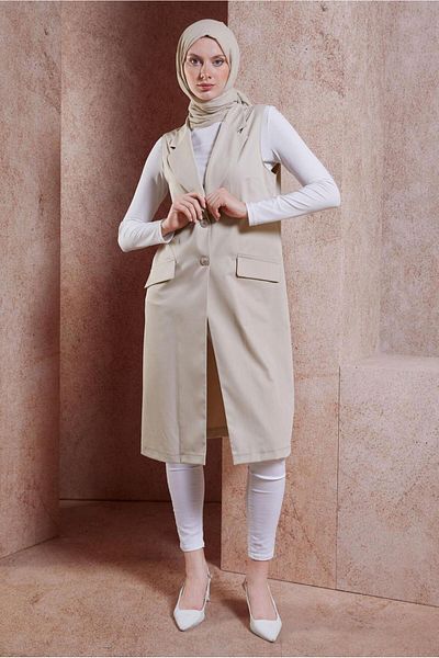 Alvina 44660 Model Double Breasted Collar Vest