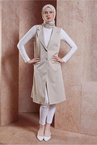 Alvina 44660 Model Double Breasted Collar Vest