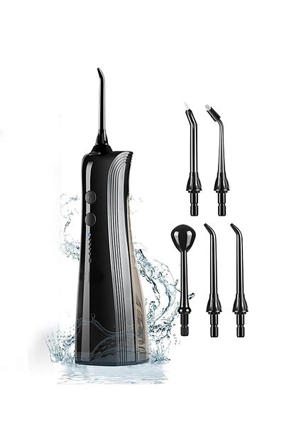h2ofloss Water Flosser Pick for Teeth, 300ML Portable Oral Irrigator Upgraded Tank Removable-IPX7BK