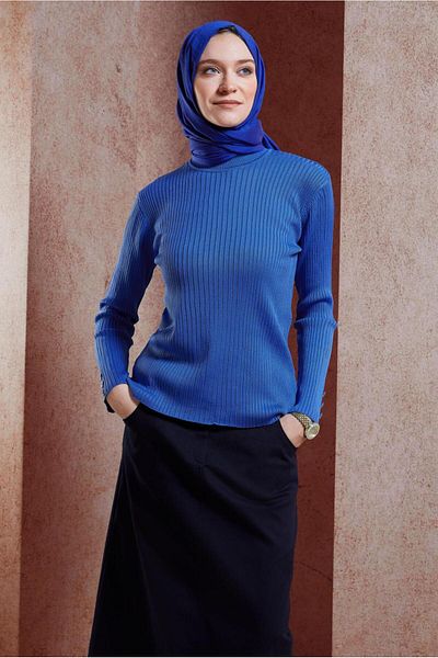 Alvina Pulover tricotat cu detaliu nasturi 45005