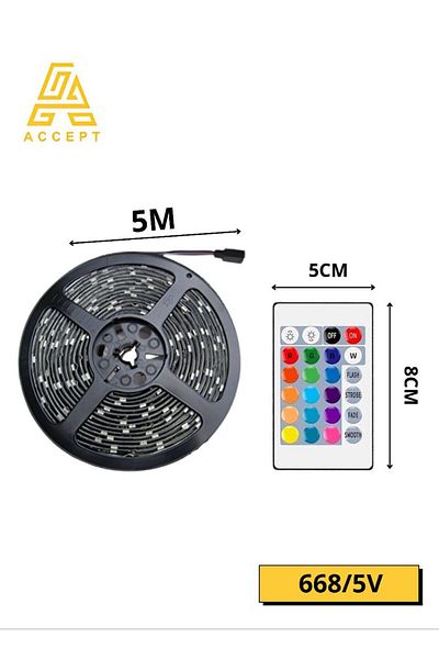 Generic شريط إضاءة LED متعدد الألوان مع جهاز تحكم عن بعد، يعمل بمنفذ USB، مناسب للتلفزيون، أو الكمبيوتر المكتبي، أو ديكور حوض السمك، بطول 5 أمتار