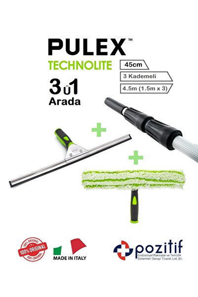 pulex Mağaza Camı Temizlik Seti 4.5m Teleskop Sırık / Sopa - 45cm Camçek Ve P...