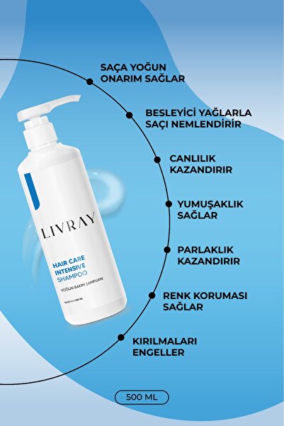 Livray Çok Yıpranmış Ve Aşırı Işlem Görmüş Saçlar Için Yoğun Onarıcı Bakım Şampuanı (500 ML)