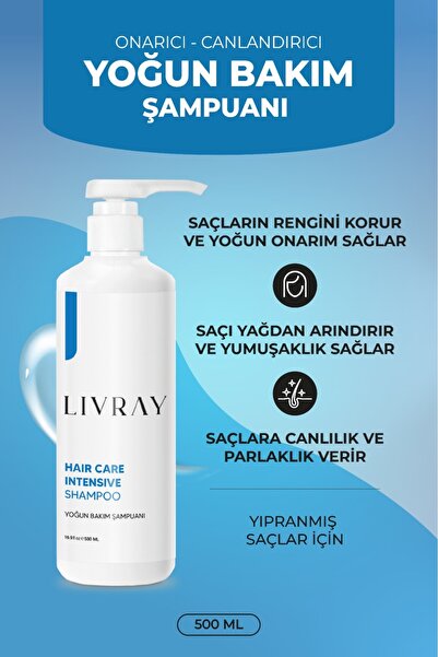 Livray Çok Yıpranmış Ve Aşırı Işlem Görmüş Saçlar Için Yoğun Onarıcı Bakım Şampuanı (500 ML)