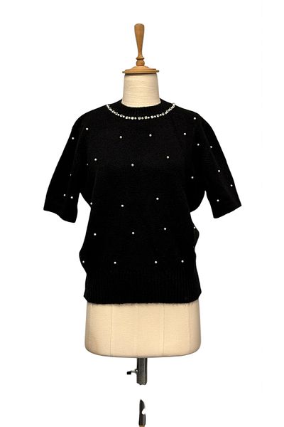 Butik Women's Short Sleeved Knitwear with Pearls