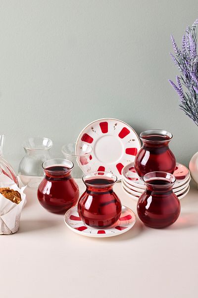 Perotti Filiz 12 Piece Glass Tea Set for 6 People 210 ml