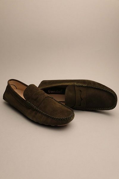 Gondol Men's Genuine Leather Classic Loafer Khaki Suede 41 Ttx.685