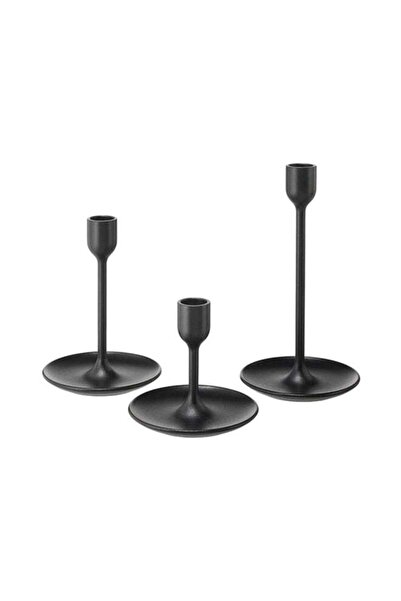 Generic 3-Piece Candlestick Set Black 18/12/21cm