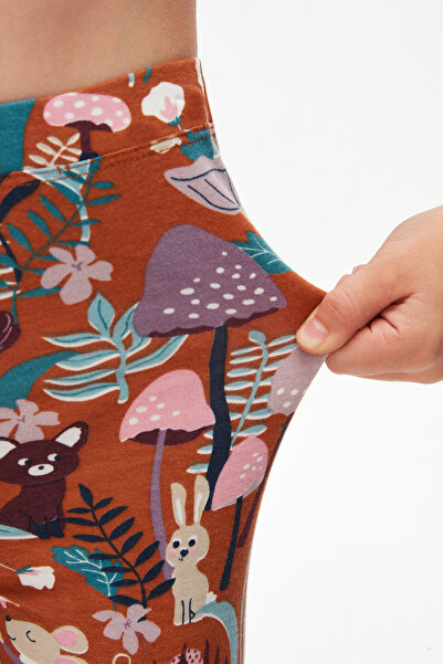 LOVETTI Καφέ κοριτσίστικο καλσόν με μοτίβο ζώων του δάσους