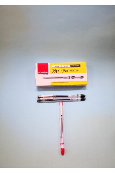 Dong-A My-Gel İğne Uçlu Jel Kalem 0,5mm Metal Clip Kırmızı Siyah 3 Adet Birlikte