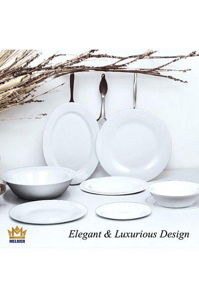 Melrich 26 Pcs Opalware Dinner Set Dishwasher safe, Microwave safe, Freezer safe