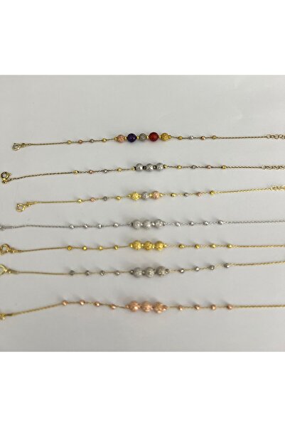 Papatya Silver 925 Ayar Gümüş Simli Dorika Kristal Top Bileklik Gold Rose Rodyum