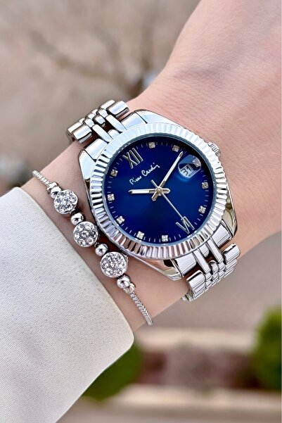 Pierre Cardin Kadranı Lacivert Kordonu Silver Renk Kadın Kol Saati