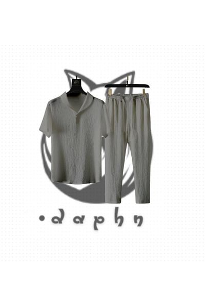 DAPHN New Season Wrinkled Crinkle Fabric Summer Lycra White Short Sleeve Summer T-Shirt Navy Blue Tracksuit Suit