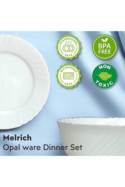 Melrich 38 Piece Opalware Dinner Set Dishwasher safe, Microwave safe