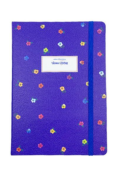 Temel Victorias Hard Cover Dotted Memo Pad Floral Navy Blue No:6