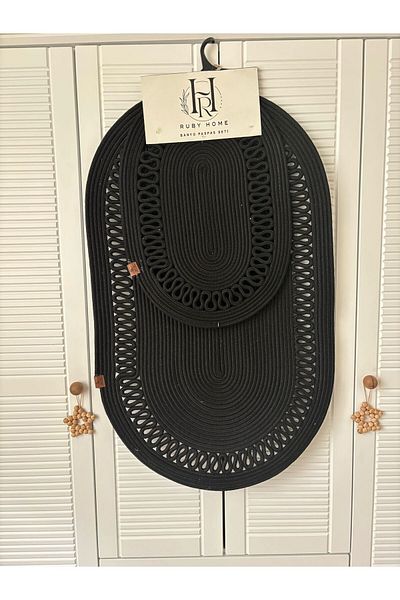 ERSU AHAT HOME DESİGN Set de covorașe de baie din iută, paie, set de coșuri de baie, set de covorașe DIMENSIUNE MARE