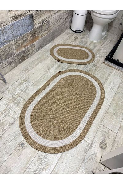 ERSU AHAT HOME DESİGN Set de covorașe de baie din iută, paie, set de coșuri de baie, set de covorașe DIMENSIUNE MARE