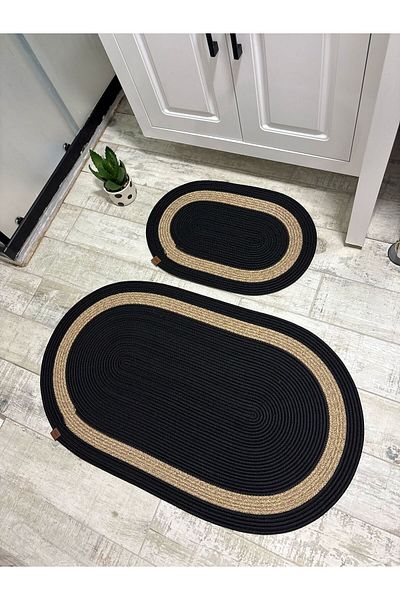ERSU AHAT HOME DESİGN Set de covorașe de baie din iută, paie, set de coșuri de baie, set de covorașe DIMENSIUNE MARE