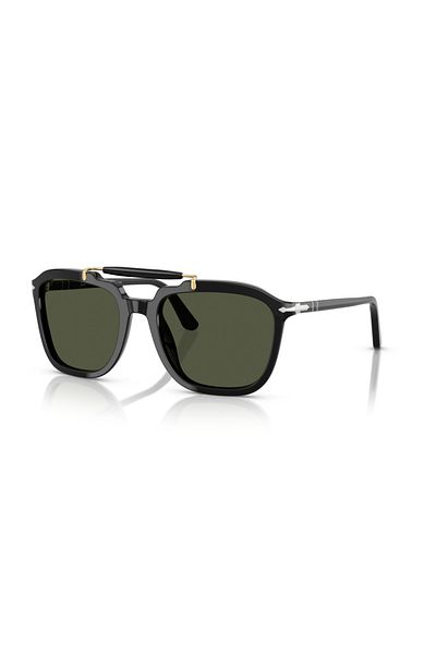 Persol نظارة شمسية مربعة للجنسين - Po 0203s - مقاس العدسة: 55 مم - أسود