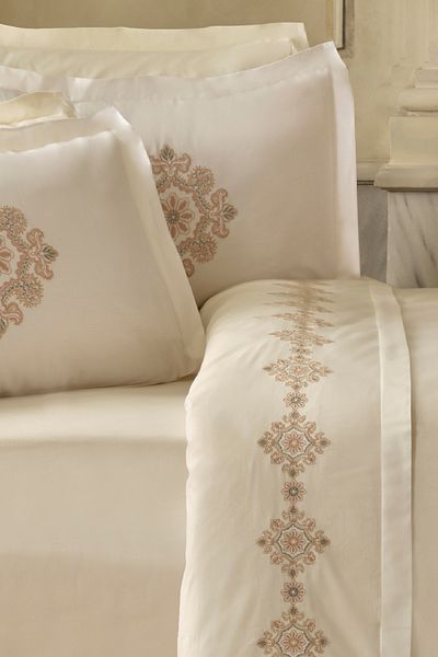 Karaca Home Kelsey Embroidered 100% Cotton Double Duvet Cover Set White