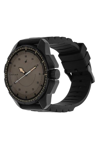 Generic Fastrack Commando Men Brown Dial Silicone Band Watch T3084Np01 Bracelet