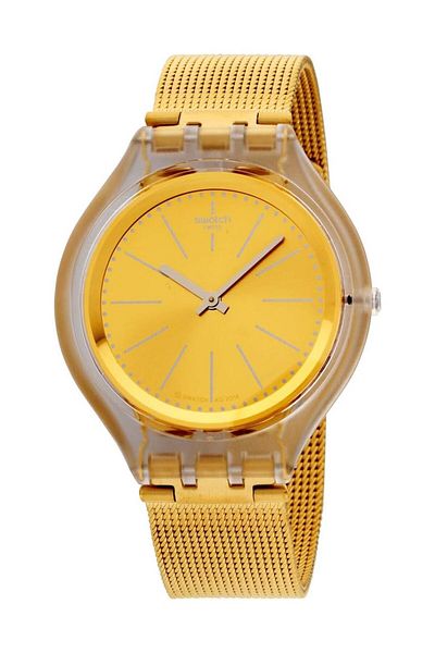 Generic Swatch Mens Quartz Watch Analog Display And Stainless Steel Strap Svuk101M Gold