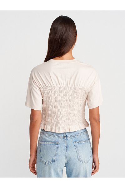 Dilvin Crew Neck Gimped T-Shirt, Light Beige