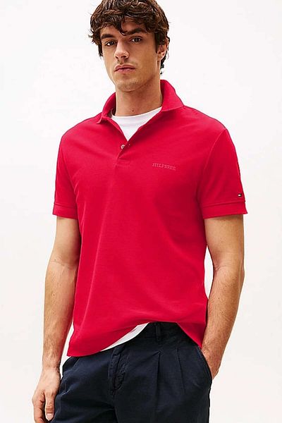 Tommy Hilfiger Men's Th Regular Fit Monotype Polo T-Shirts - Red