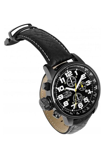 Generic Invicta Men I Force Left Handed Quartz Watch With Leather Strap Black Model 3332