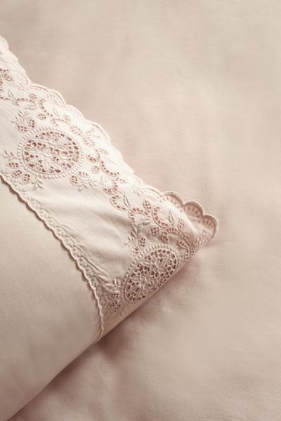 Karaca Home Set cuvertură dublă Chole Brodat 100% bumbac Pudra