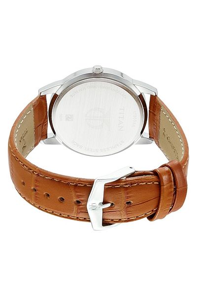 Generic Titan Men Silver Dial Color Leather Band Watch 1735Sl01