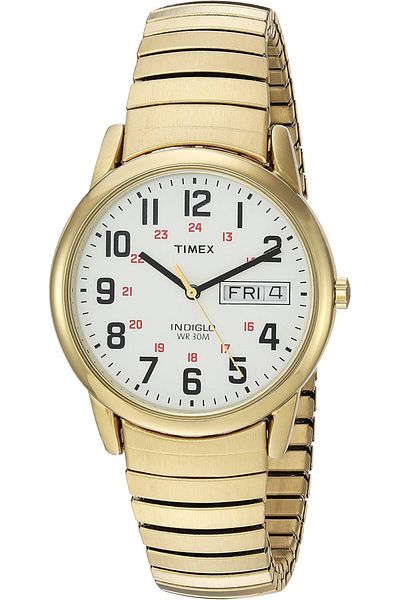 Generic Timex Men Easy Reader 35Mm Watch – Gold Tone Case White Dial With Gold Tone Tapered Expansion Band