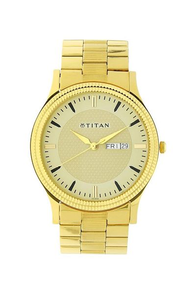 Generic Titan Champagne Dial Yellow Stainless Steel Strap Watch