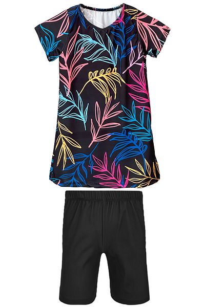 Remsa Mayo Girl's Short Sleeve Lycra Tights Semi-Covered Swimsuit R5005 Beren