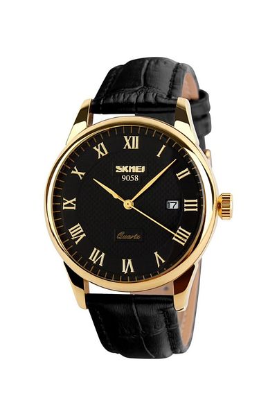 Generic Skmei Business Men Quartz Wristwatches Roman Numeral Leather Band Casual Water Resist Analog Watches