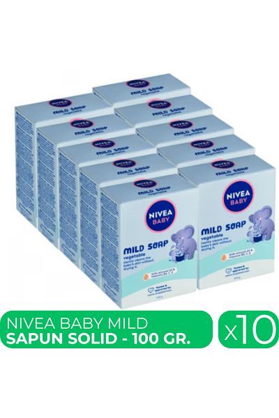 Nivea Baby Mild, solid soap with almond oil, 10 pcs x 100 gr