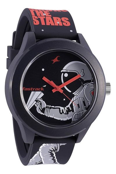 Generic Fastrack Silicone Black Dial Analog Watch For Unisex 38003Pp24