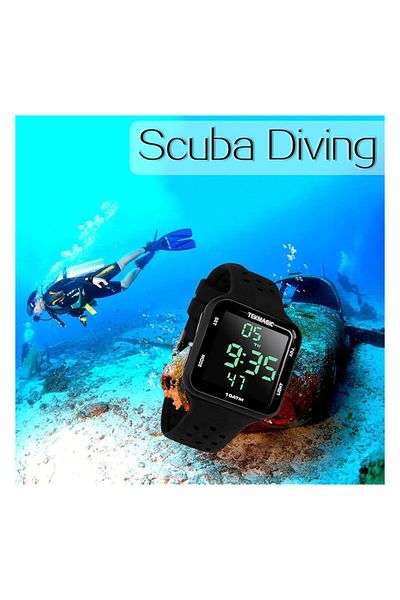 Generic 10 Atm Waterproof Digital Watch With Stainless Steel Wristband Support Swimming Diving Wear 100M