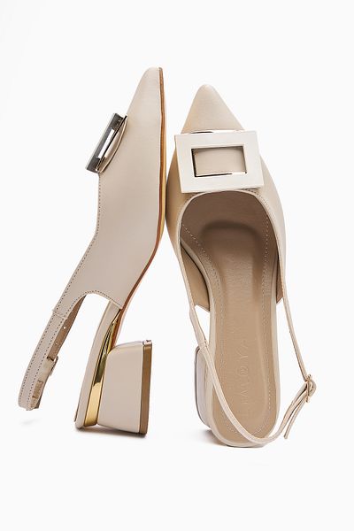 Limoya Tiana Beige Accesoriu Pantofi cu toc scurt, balerini cu toc cu vârf ascuțit
