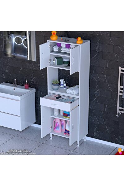 Modilayn ARDA Banyo Dolabı 55x173x32,5cm 1 çekmece 4 kapak ve 5 raflı İhtiyaca uygun kolay kurulum