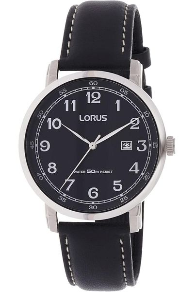 Generic Lorus Rh927Jx9 Classic Men Quartz 50M Water Resistant Silver And Black
