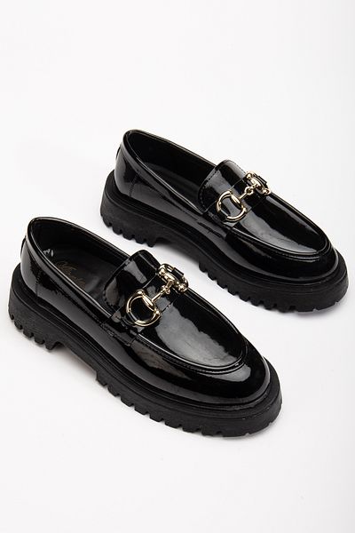Zegeshoes Дамски мокасини с черни мокасини с дълги подметки и вериги