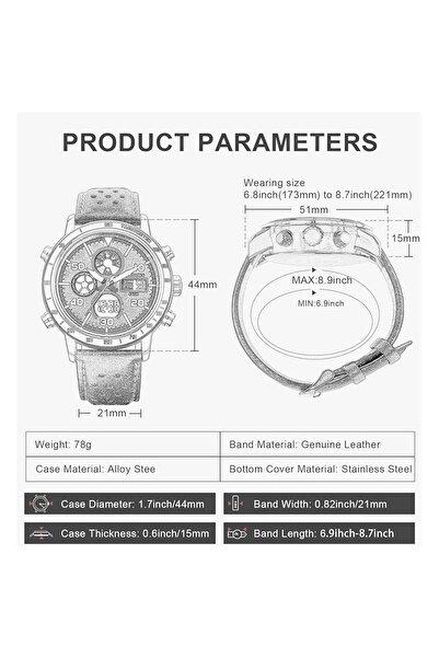 Generic Pindows Watches For Men Men Multifunction Chronograph Fashion Business Casual Quartz Wristwatches