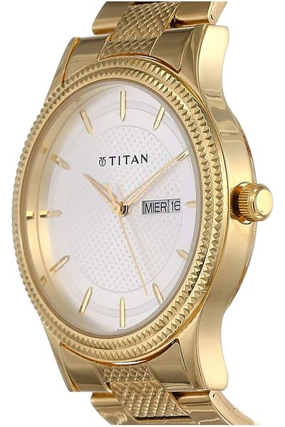 Generic Titan Analog Silver Dial Gold Band Men Stainless Steel Watch Nl1650Ym05 Nl1650Ym05