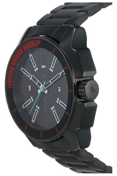 Generic Fastrack Black Dial Analog Watch For Men Nr3089Nm02 Stainless Steel Black Strap